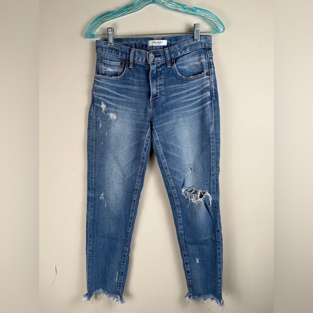 Moussy Vintage Distressed Cropped Denim Jeans Size 26 Made in Japan